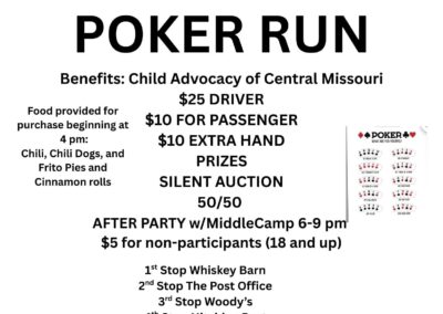A flyer for a past poker run shows an event drawing awarness to CACCMO.