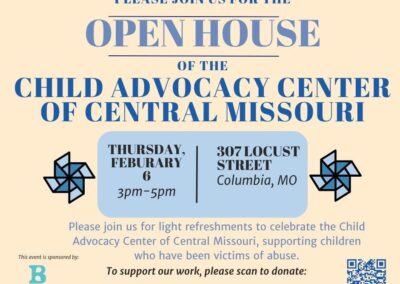 A graphic of a past event shows an Open House bringing awareness to CACCMO.